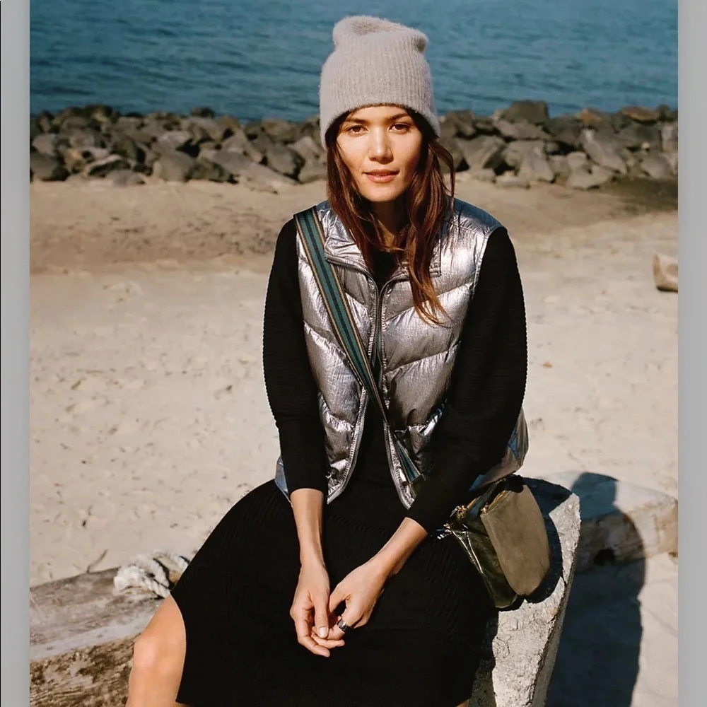 Anthropologie metallic puffer vest